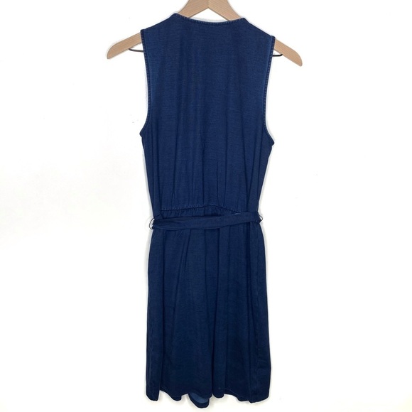 WHBM V neck Wrap Dress Sleeveless Hardware Blue 8 - Picture 7 of 7